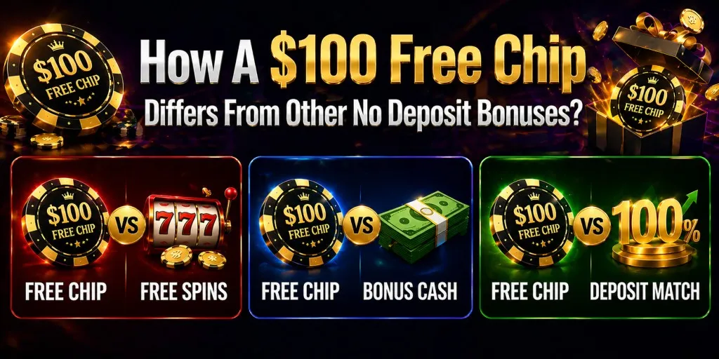 How a $100 Free Chip Differs From Other No Deposit Bonuses